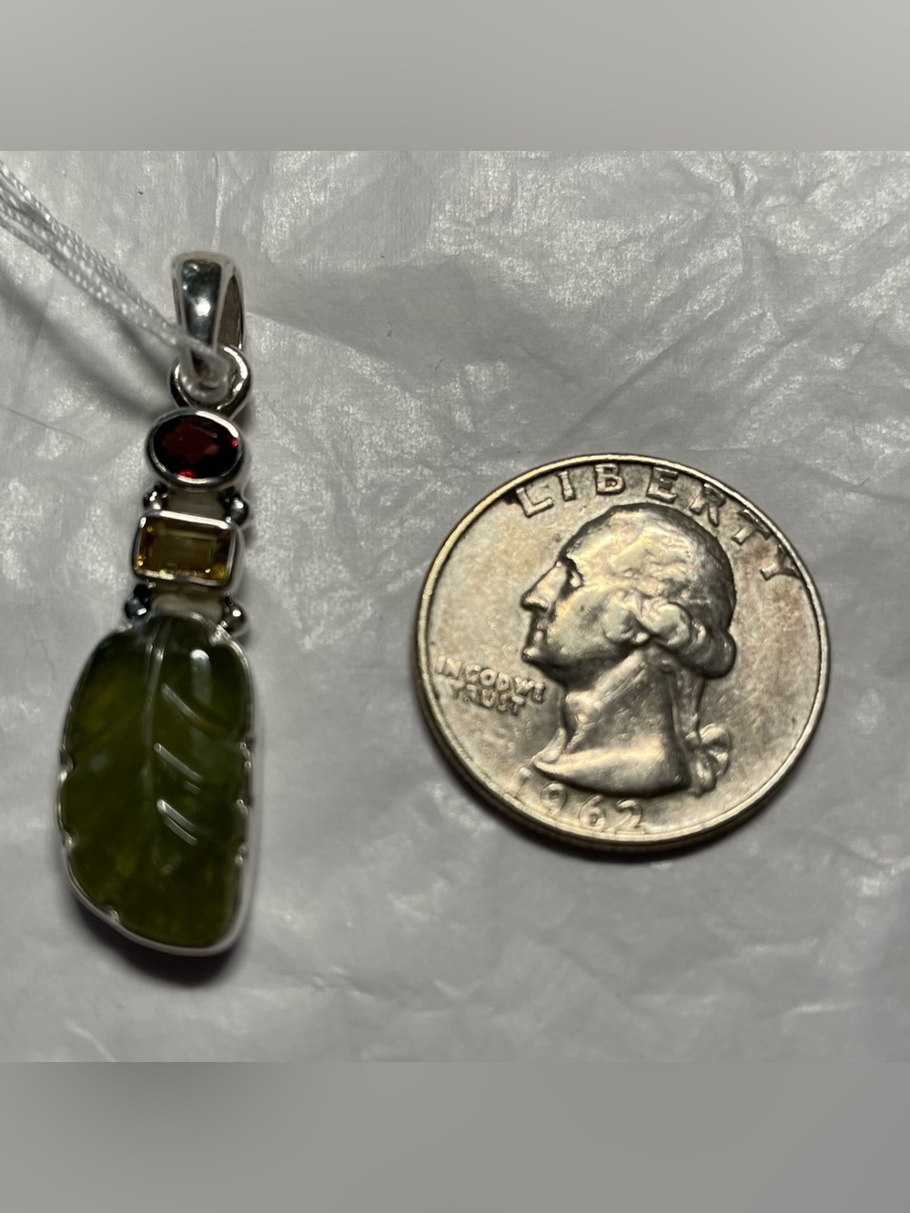 Idocrase (vesuvianite) pendant with garnet and citrine
